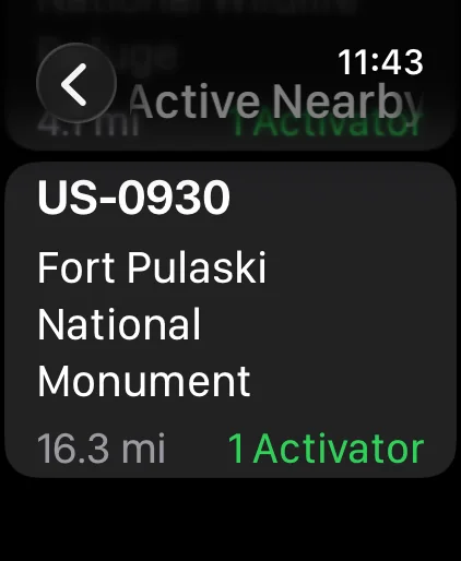 On-air POTA screen